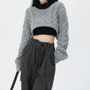 Y2K Fashion Knitted Super Cropped Sweater - Trendy 2000s Style Top