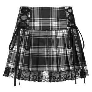 Y2K Fashion Lace Up Plaid Skirt - Trendy 2000s Style for Women