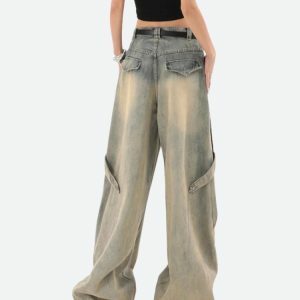 Y2K Fashion Layered Denim Jeans - Trendy 2000s Style for Every Occasion