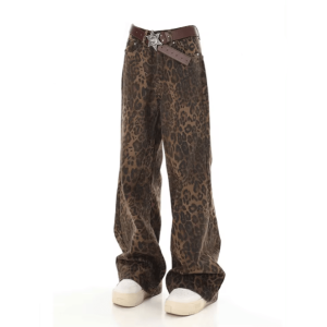 Y2K Fashion Leopard Print Loose Pants - Trendy 2000s Style Outfit