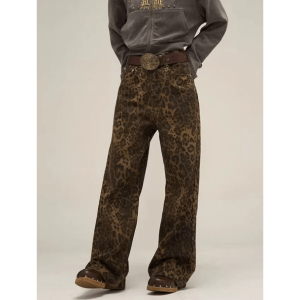 Y2K Fashion Leopard Print Loose Pants - Trendy 2000s Style Outfit