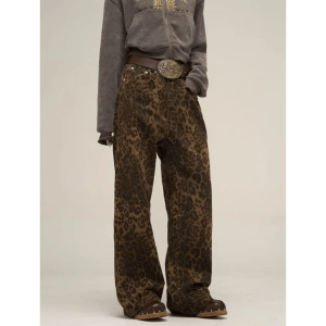 Y2K Fashion Leopard Print Loose Pants - Trendy 2000s Style Outfit