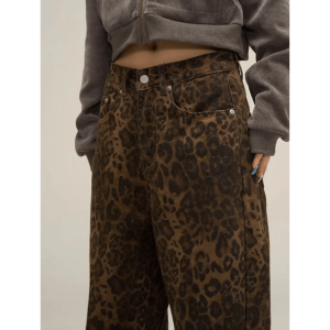 Y2K Fashion Leopard Print Loose Pants - Trendy 2000s Style Outfit