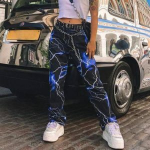 Y2K Fashion Lightning Pants: Trendy 2000s Style for Bold Outfits