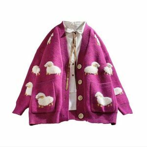 Y2K Fashion Little Lamb Cardigan: Trendy 2000s Style for Every Occasion