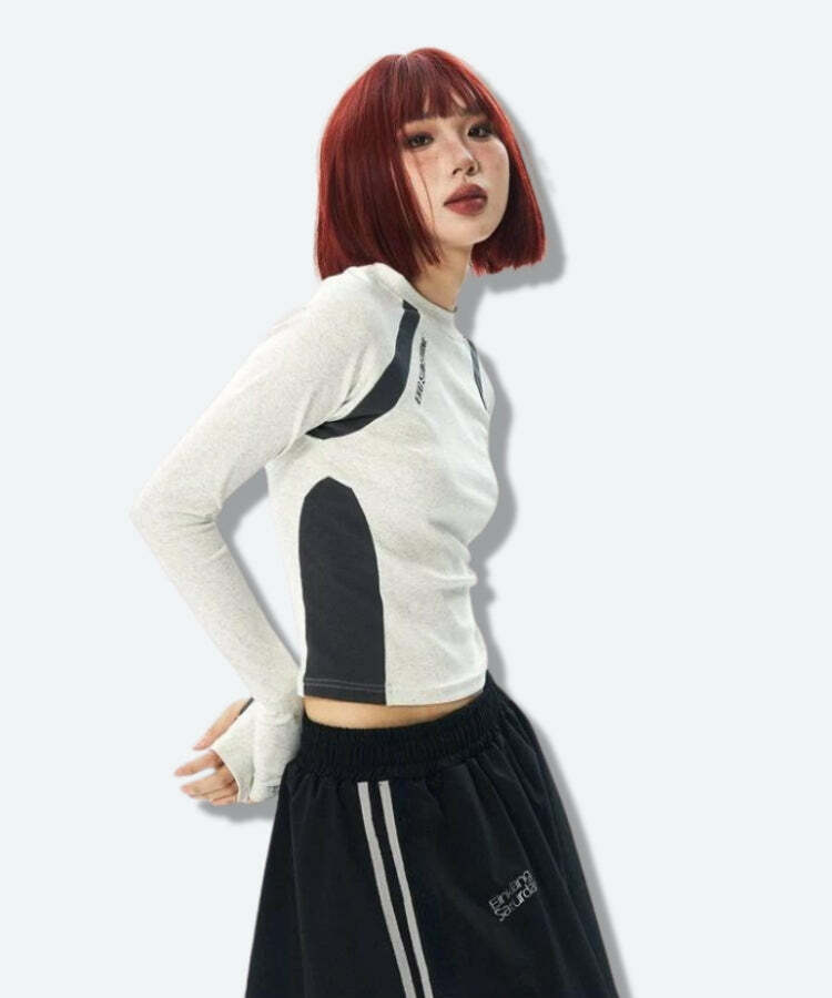 Y2K Fashion Long Sleeve Top - Trendy 2000s Style for Effortless Looks