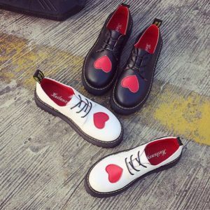 Y2K Fashion Love Heart Oxford Shoes - Trendy 2000s Style Footwear