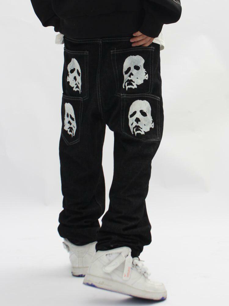 Y2K Fashion Michael Myers Baggy Jeans - Retro 2000s Style Pants