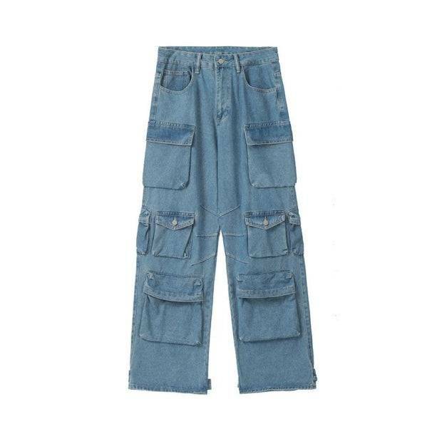 Y2K Fashion Multi-Pocket Aesthetic Pants for Trendy 2000s Style