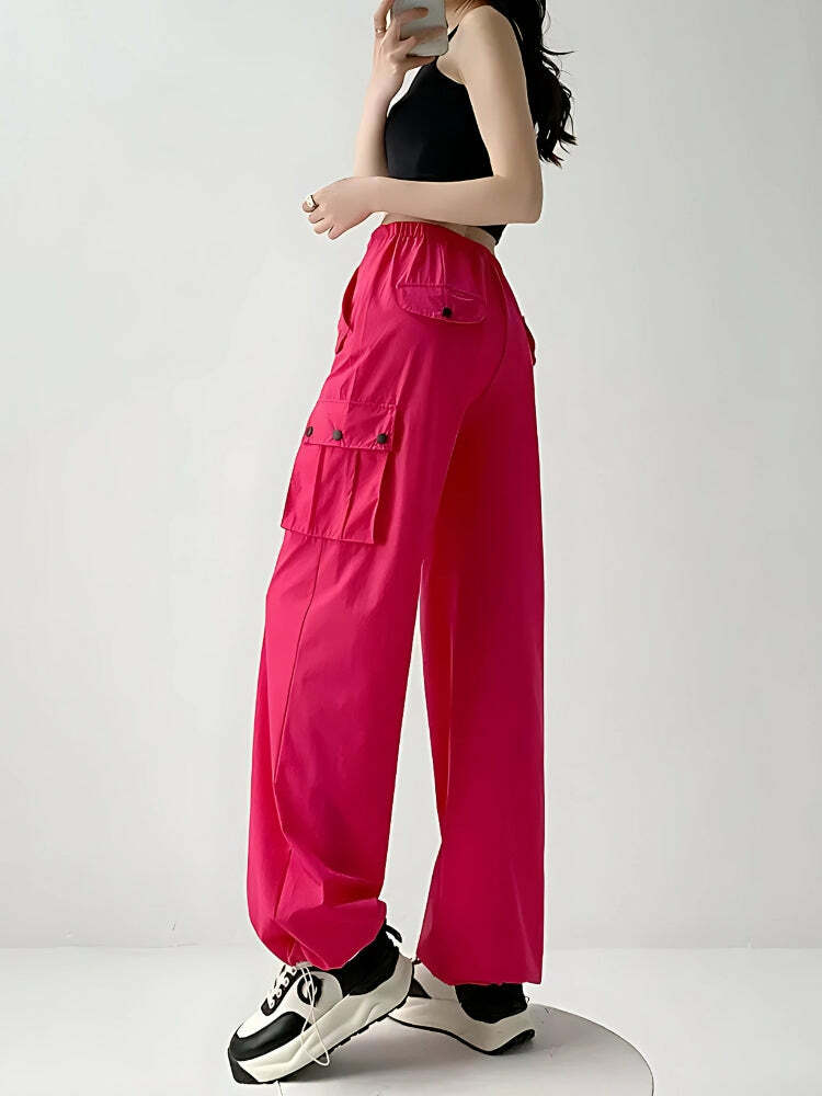 Y2K Fashion Parachute Cargo Pants - Trendy 2000s Style for Women