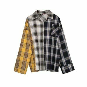 Y2K Fashion Patchwork Shirt: Trendy 2000s Style for Unique Outfits