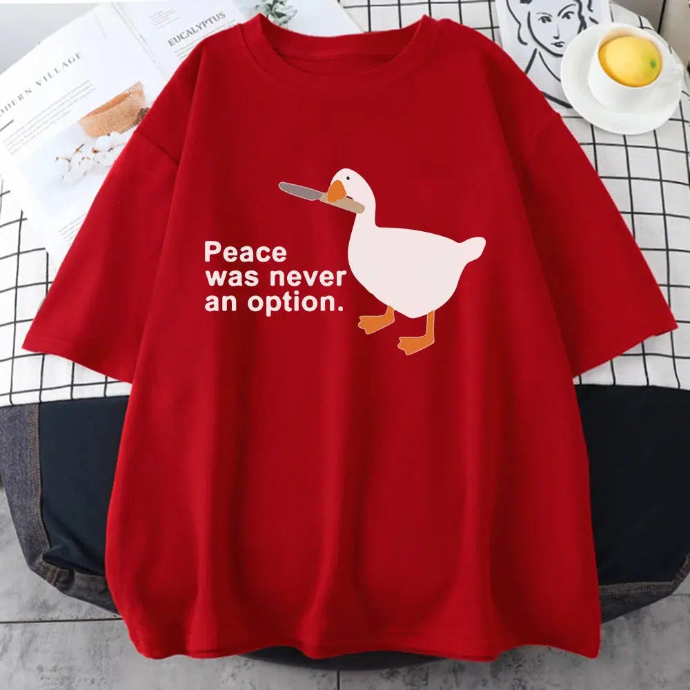 Y2K Fashion 'Peace Was Never An Option' Tee - 2000s Style Statement