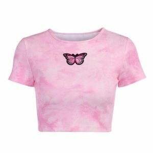 Y2K Fashion Pink Butterfly Top - Trendy 2000s Style Aesthetic