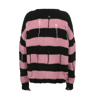 Y2K Fashion Pink Distress Emo Sweater - Trendy 2000s Style Top