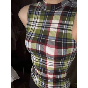 Y2K Fashion Plaid Aesthetic Tank Top - Trendy 2000s Style Essential