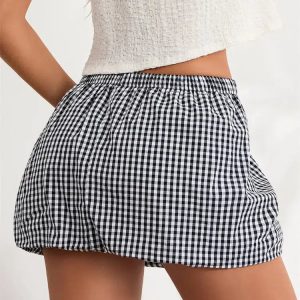 Y2K Fashion Plaid Bubble Mini Skirt - Trendy 2000s Style Outfit