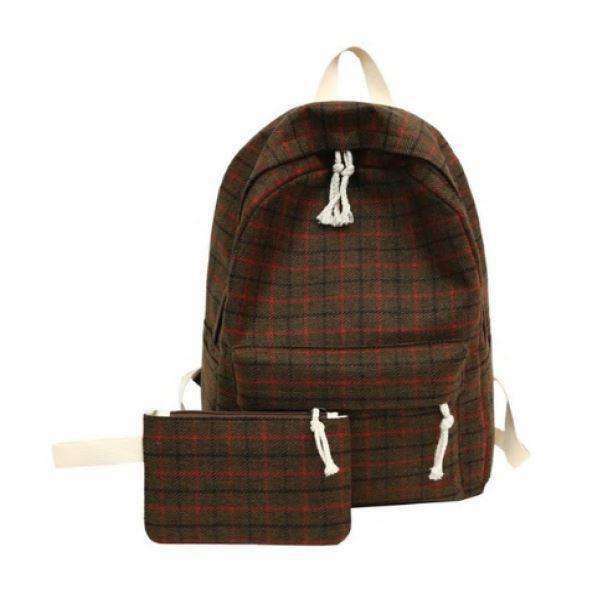 Y2K Fashion Plaid Pattern Backpack - Trendy 2000s Style Accessory