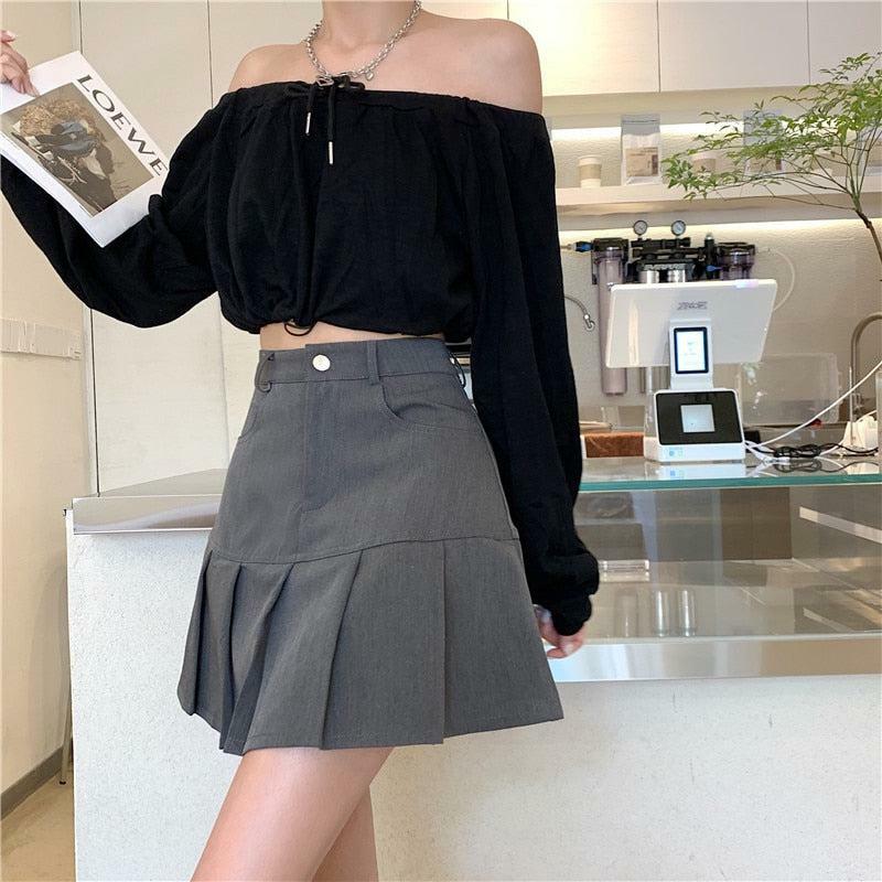 Y2K Fashion Pleated College Mini Skirt - Trendy 2000s Style Outfit