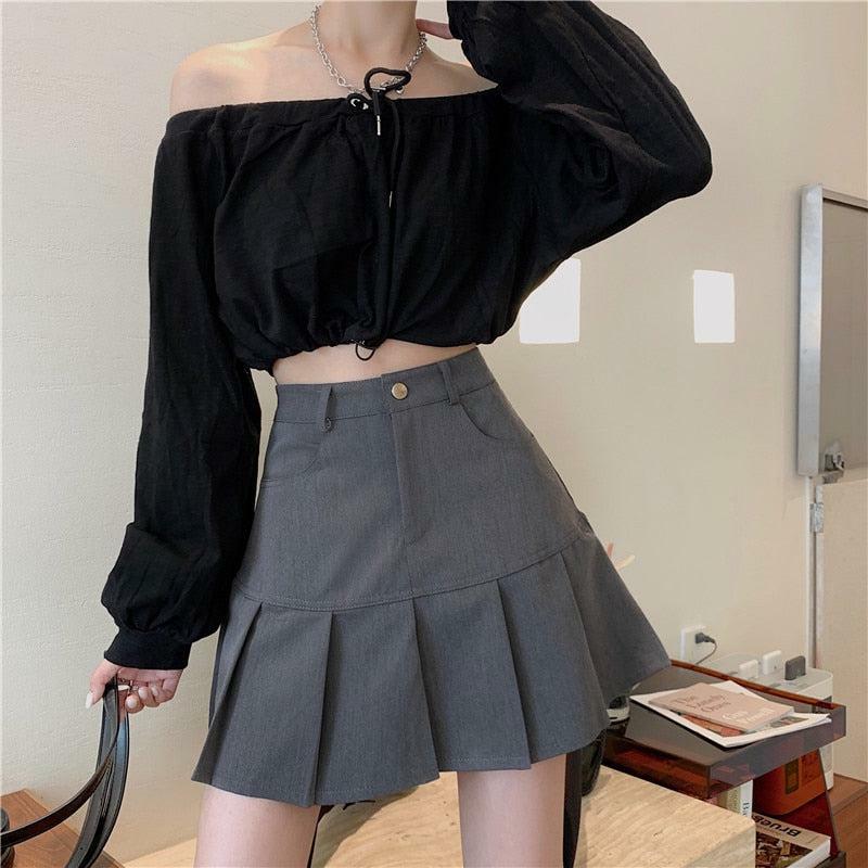 Y2K Fashion Pleated College Mini Skirt - Trendy 2000s Style Outfit