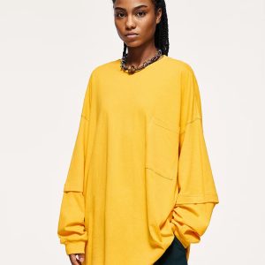 Y2K Fashion Pocket Layered Sleeve Basic Sweatshirt - 2000s Style Essential