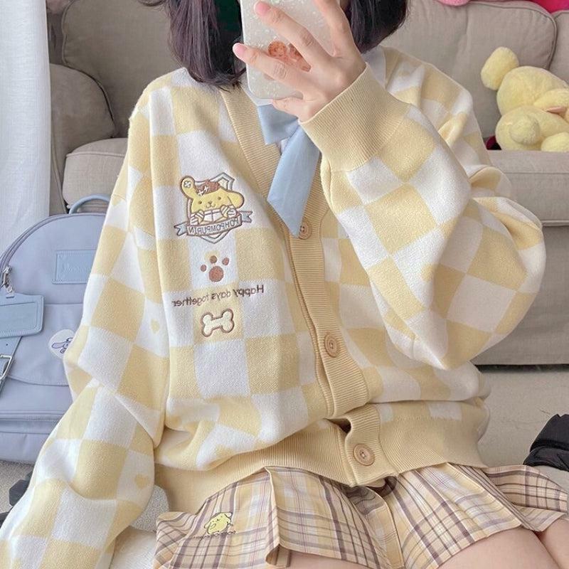 Y2K Fashion Pompurin Buttoned Yellow Cardigan - 2000s Style Essential