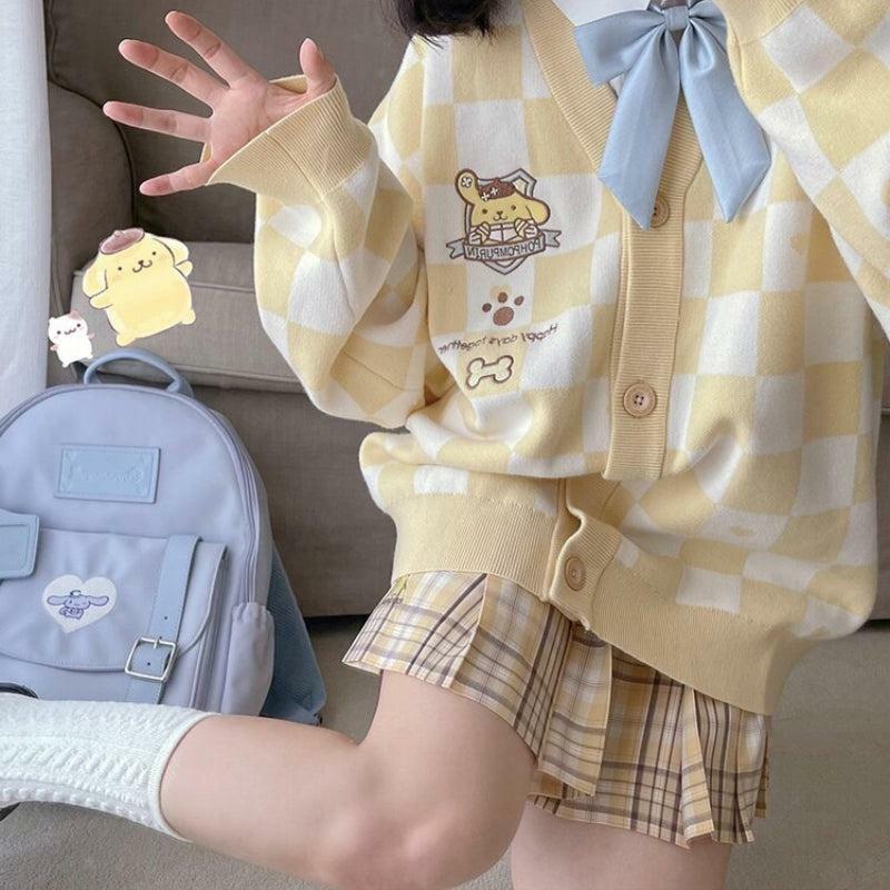 Y2K Fashion Pompurin Buttoned Yellow Cardigan - 2000s Style Essential