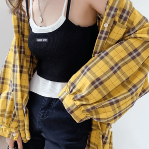 Y2K Fashion Preppy Plaid Shirt - Trendy 2000s Style for Modern Looks