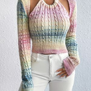 Y2K Fashion Rainbow Crochet Top - Trendy 2000s Style Aesthetic