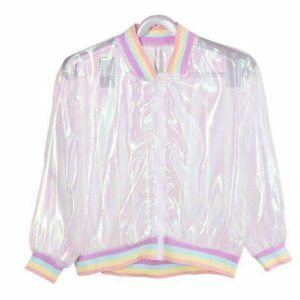 Y2K Fashion Rainbow Reflective Jacket - Trendy 2000s Style Outerwear