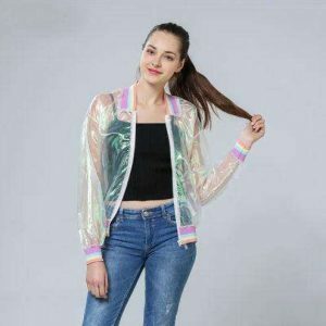 Y2K Fashion Rainbow Reflective Jacket - Trendy 2000s Style Outerwear