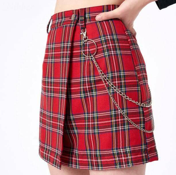 Y2K Fashion Red Checkered Skirt - Trendy 2000s Style for Modern Looks