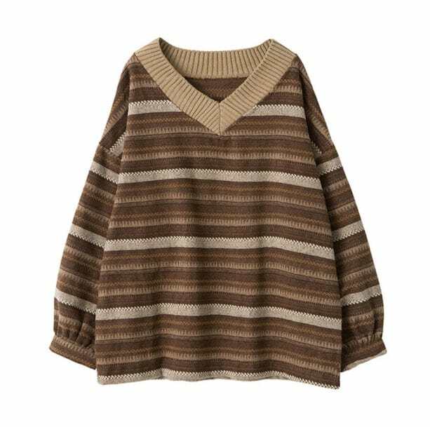 Y2K Fashion Retro Striped Sweater - 2000s Style Aesthetic Top