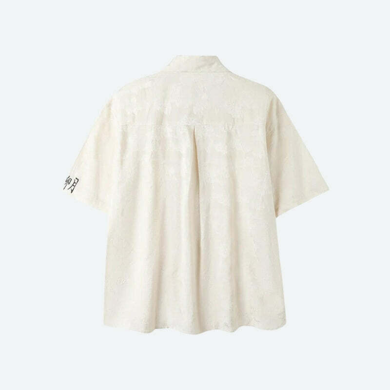 Y2K Fashion Rose Embroidery Tie Shirt - Trendy 2000s Style Top