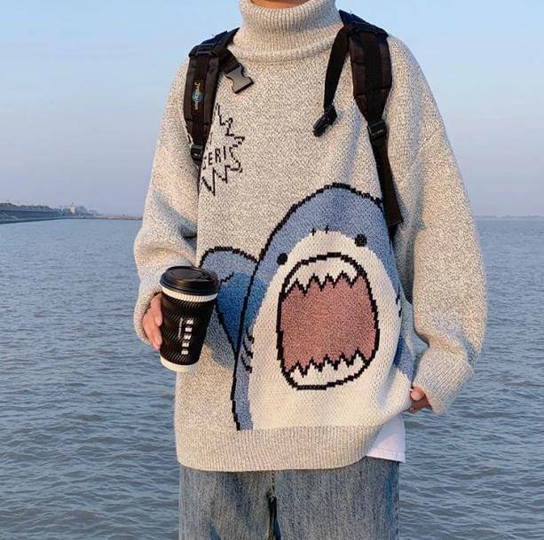 Y2K Fashion Shark Jaws Sweater - Iconic 2000s Style for Trendsetters