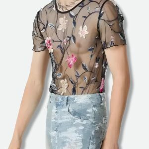 Y2K Fashion Sheer Floral Top - Trendy 2000s Style for Effortless Chic