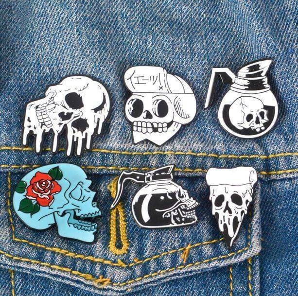 Y2K Fashion Skull and Bones Pins - Trendy 2000s Style Accessories