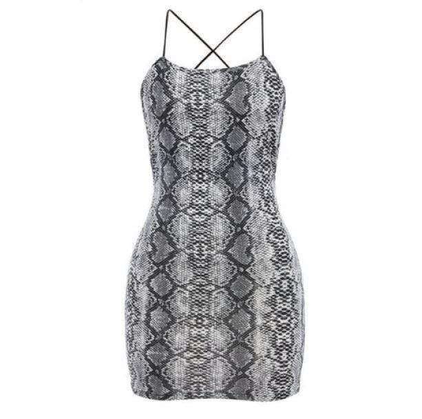 Y2K Fashion Snake Skin Mini Dress - Trendy 2000s Style Outfit