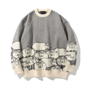 Y2K Fashion Snuggle Sheep Sweater - Cozy 2000s Style Knit Top