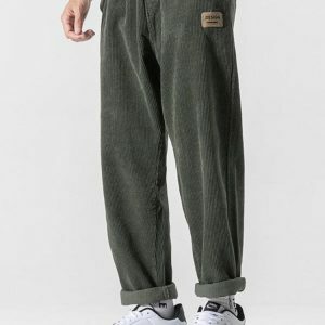 Y2K Fashion Soft Boy Corduroy Jogger Pants - 2000s Style Aesthetic