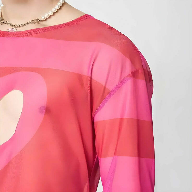 Y2K Fashion Soft Boy Heart Cut Out Crop Top - 2000s Style Aesthetic