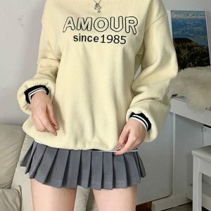 Y2K Fashion Soft Girl Amour Sweatshirt - Trendy 2000s Style Top