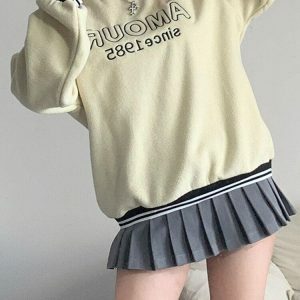 Y2K Fashion Soft Girl Amour Sweatshirt - Trendy 2000s Style Top