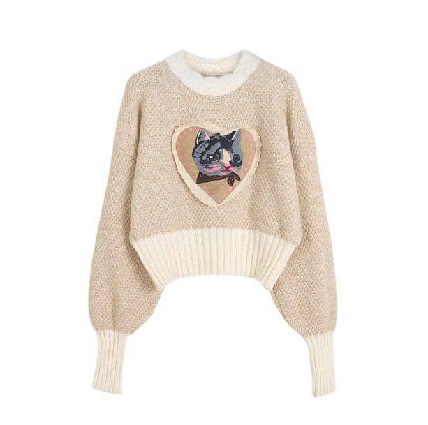 Y2K Fashion Soft Kitty Sweater - Trendy 2000s Style for Cozy Vibes