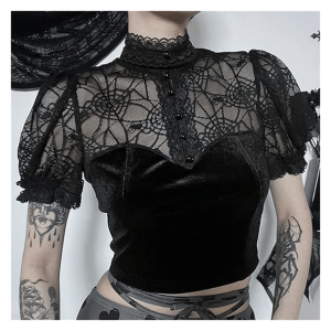 Y2K Fashion Spider Web Crop Top - Trendy 2000s Style Aesthetic