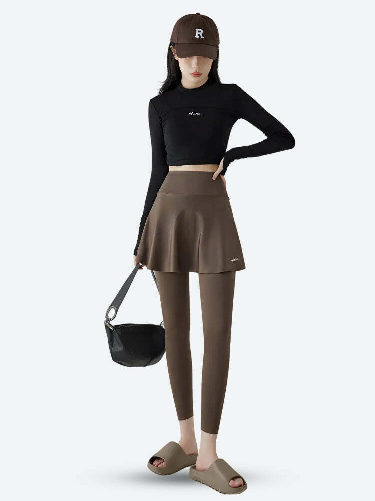 Y2K Fashion Sport Leggings Mini Skirt - Trendy 2000s Style Outfit