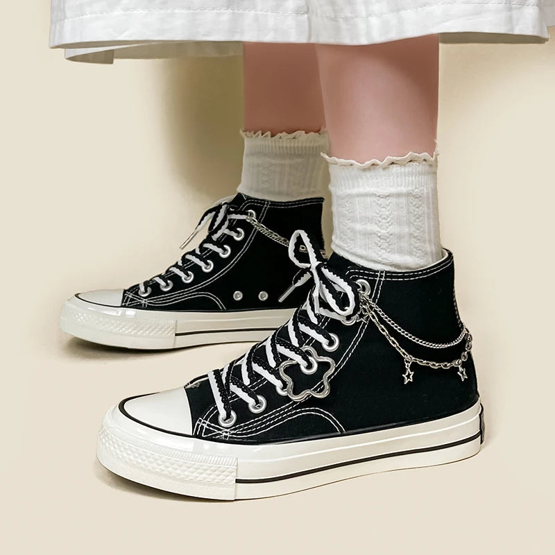 Y2K Fashion Stars Canvas Shoes - Trendy 2000s Style Footwear