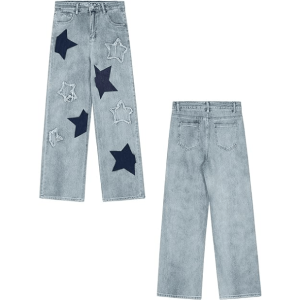 Y2K Fashion Street Style Star Pants - Trendy 2000s Aesthetic Look