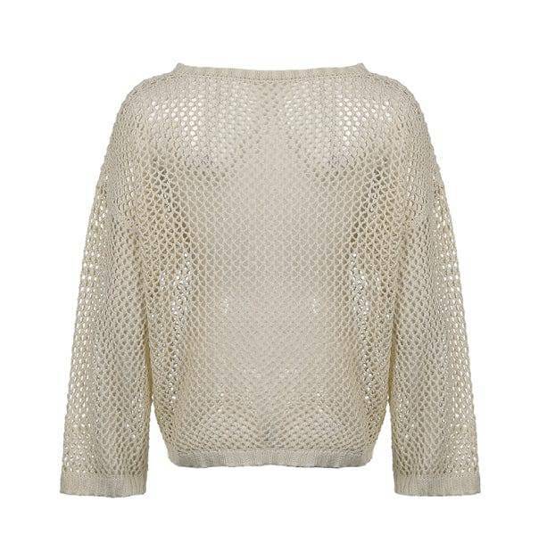 Y2K Fashion Summer Vibes Fishnet Sweater - Trendy 2000s Style Top