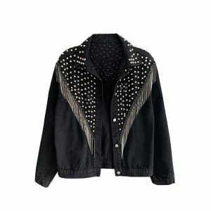 Y2K Fashion Tassel Black Jacket - Trendy 2000s Style Outerwear