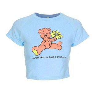 Y2K Fashion Teddy Bear Crop Top - Cute 2000s Style Aesthetic Top